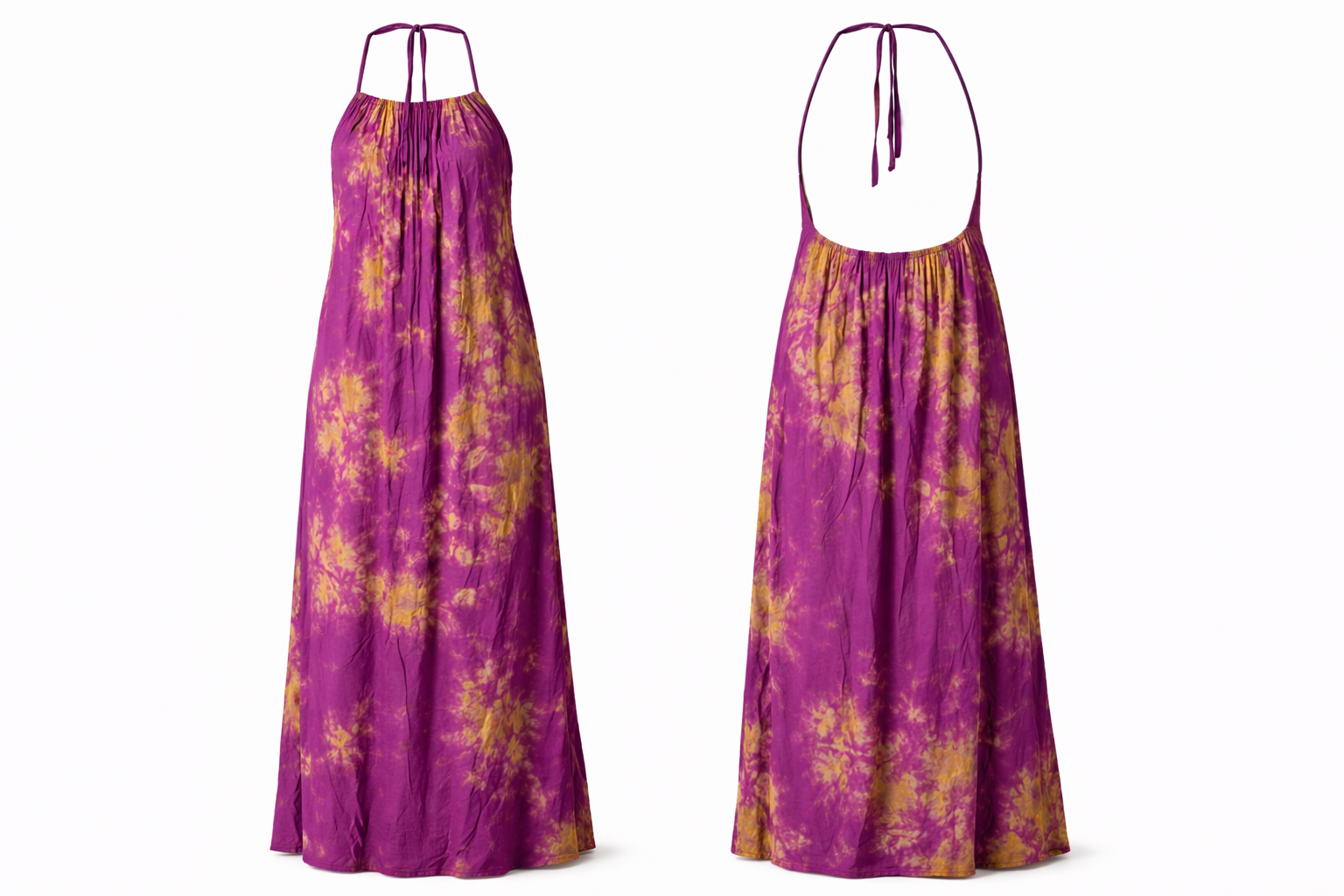 Sunset Aura Halter Maxi Dress