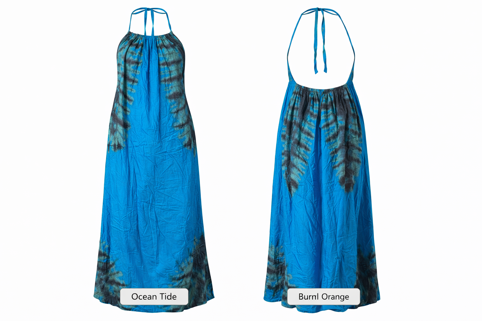 Sunset Aura Halter Maxi Dress
