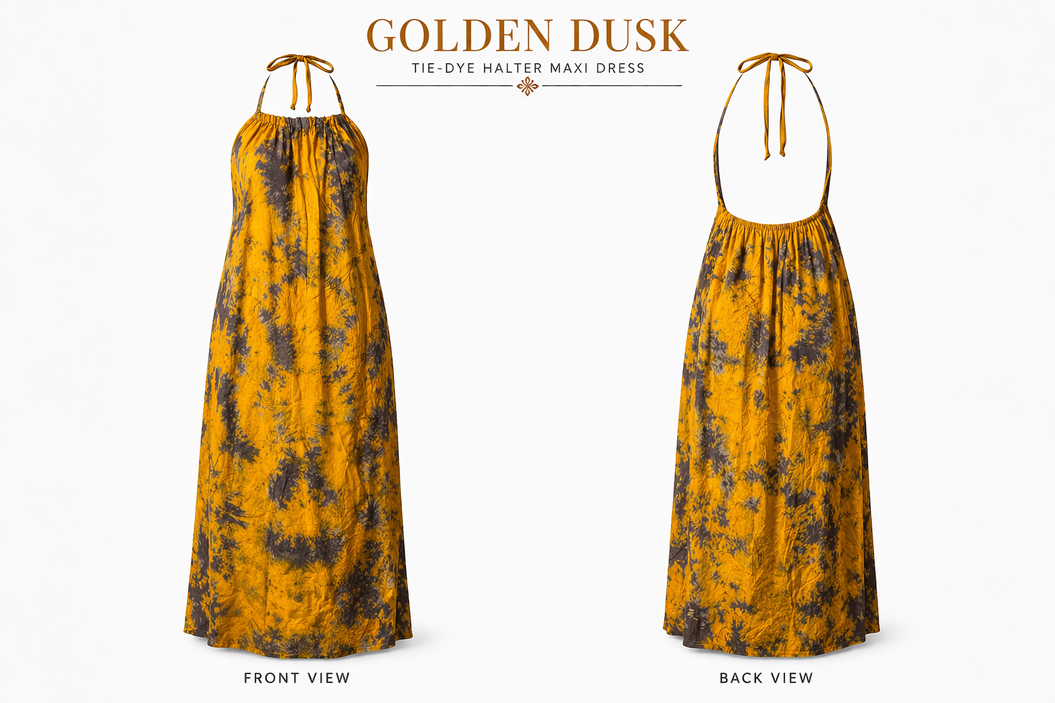 Sunset Aura Halter Maxi Dress