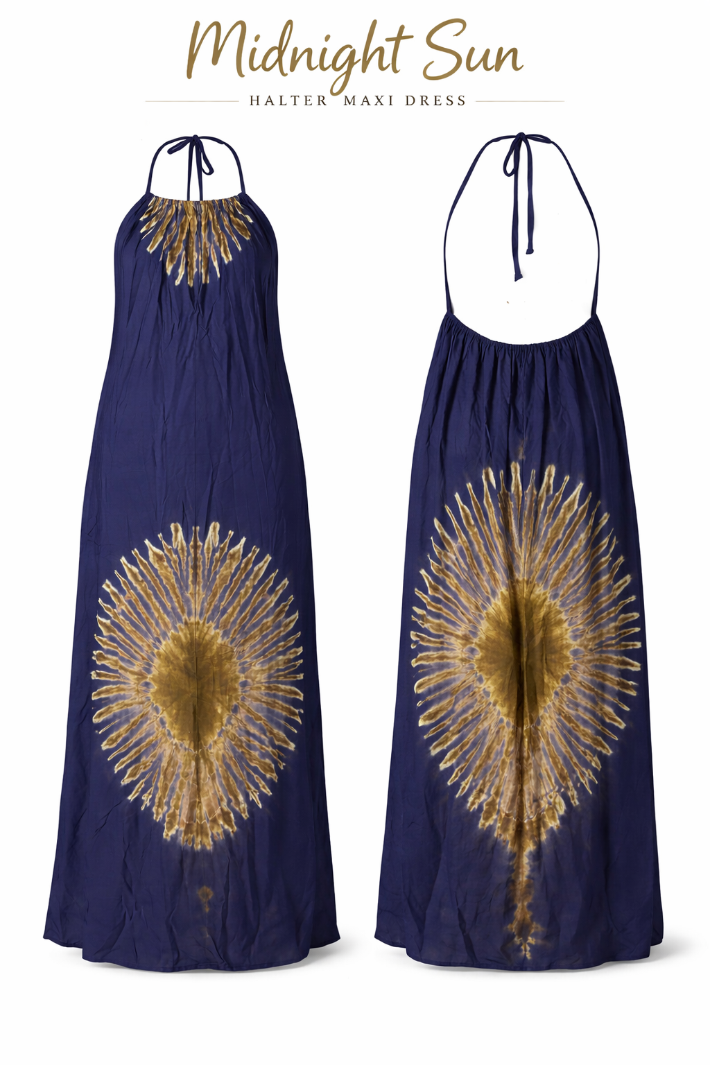 Sunset Aura Halter Maxi Dress
