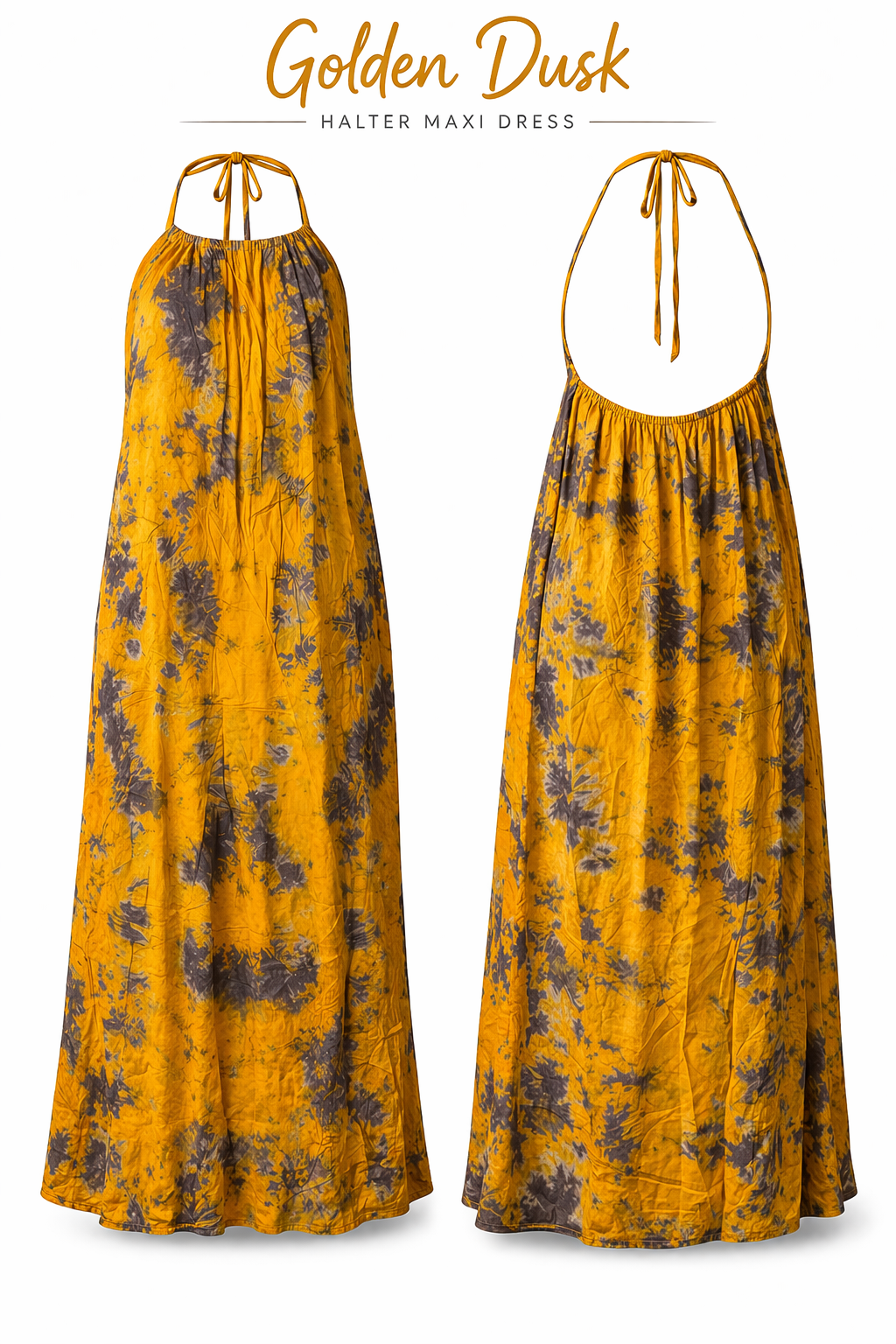 Sunset Aura Halter Maxi Dress