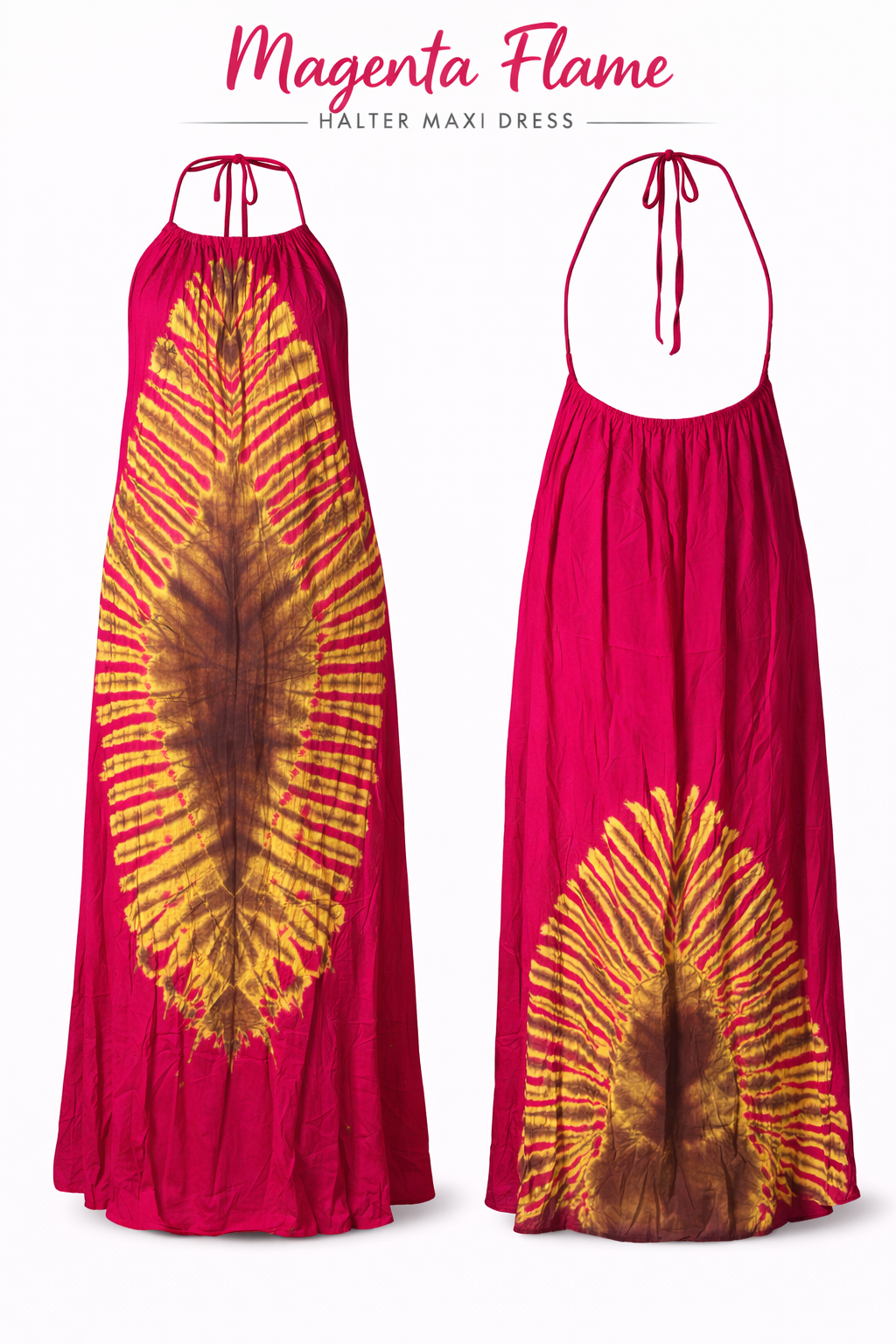 Sunset Aura Halter Maxi Dress